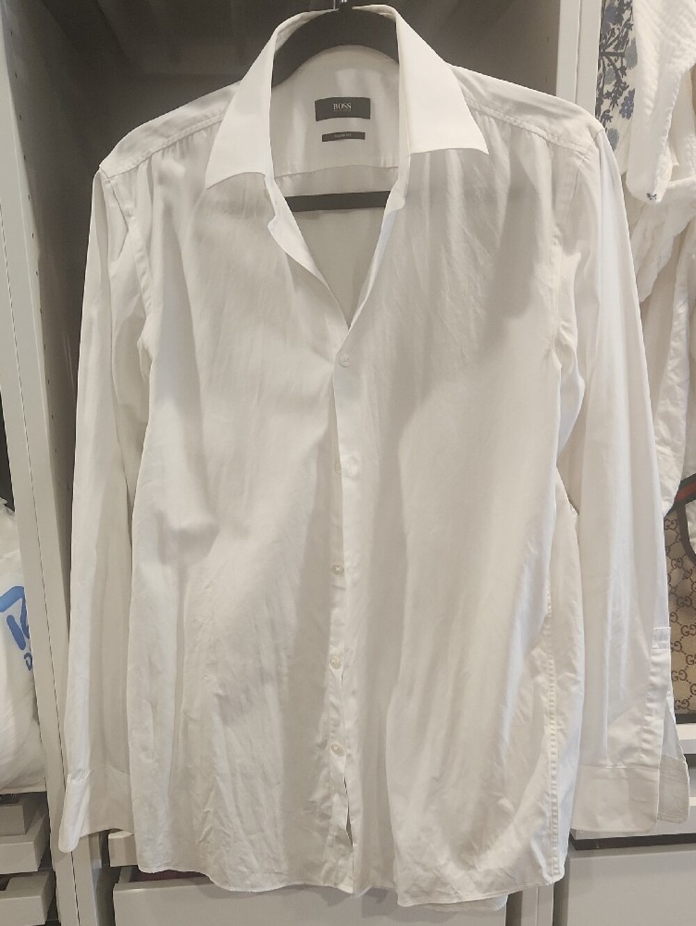 HUGO BOSS White Slim Fit Men's Dress Shirt - Classic White